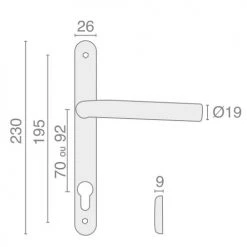 Ensemble sur plaque étroite inox Héraclès Jade 1394 -Promos Poignée de Porte Magasin AFD 163626