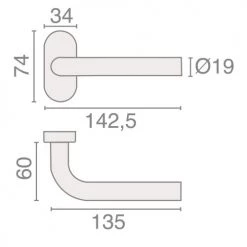 Béquille double sur rosace étroite inox Héraclès Jade 1194 -Promos Poignée de Porte Magasin AFD 163633