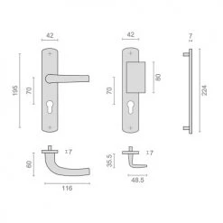 Ensemble sur plaque aluminium Héraclès Salomé Home grandes plaques - EA70 -Promos Poignée de Porte Magasin AFD 163741