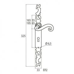 Ensemble sur plaque de style Brionne CEVENNES -Promos Poignée de Porte Magasin AFD 5609